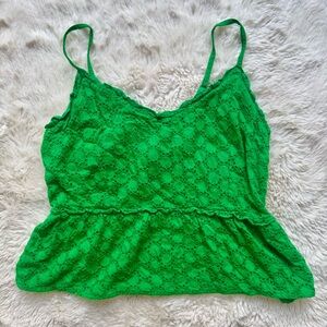 Green Eyelet Tank Top - Size S